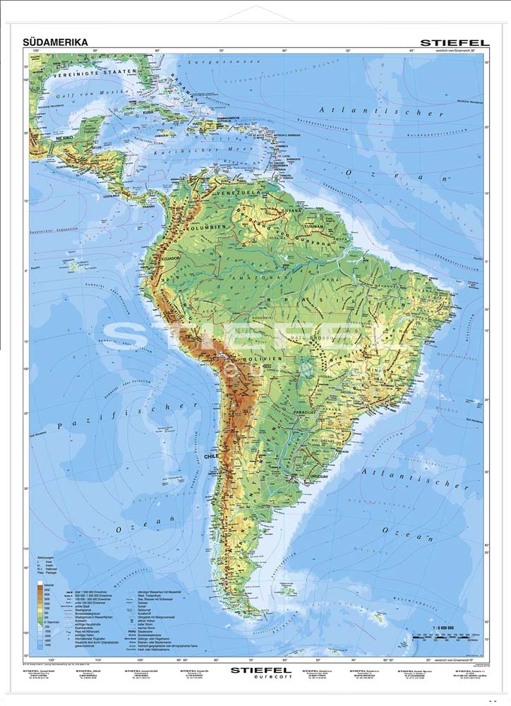 Südamerika physisch Südamerika physisch