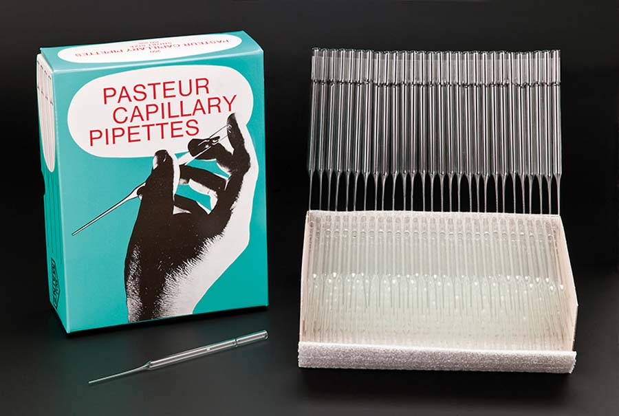 Pasteur-Pipette mit fein ausgezogener Spitze Pasteur-Pipette mit fein ausgezogener Spitze