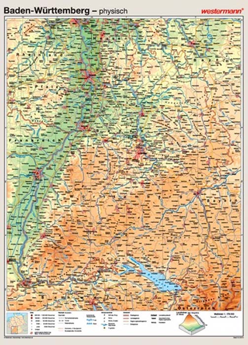 Baden-Württemberg - physisch / politisch Baden-Württemberg - physisch / politisch