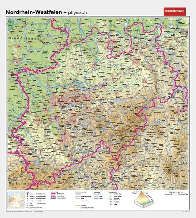 Nordrhein-Westfalen - physisch / politisch Nordrhein-Westfalen - physisch / politisch