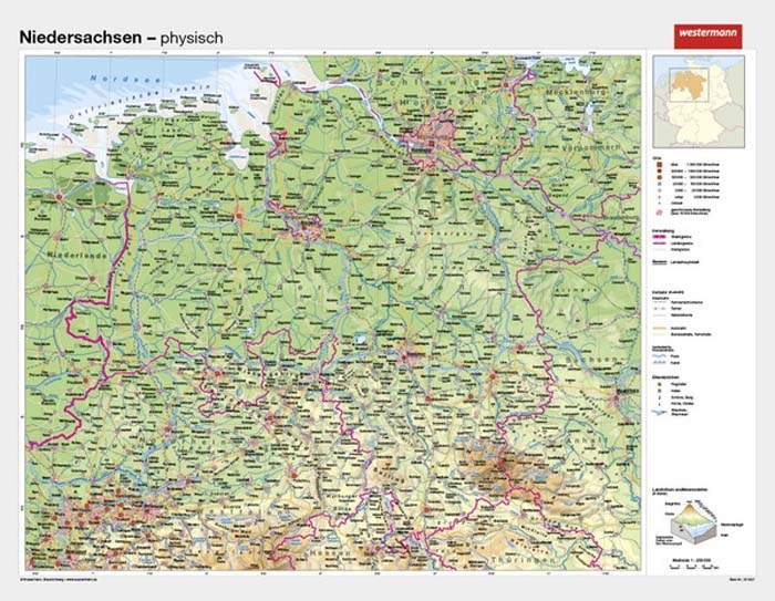 Niedersachsen - physisch / politisch Niedersachsen - physisch / politisch