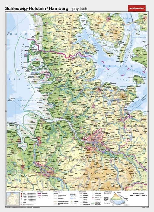 Schleswig-Holstein/Hamburg - physisch / politisch Schleswig-Holstein/Hamburg - physisch / politisch