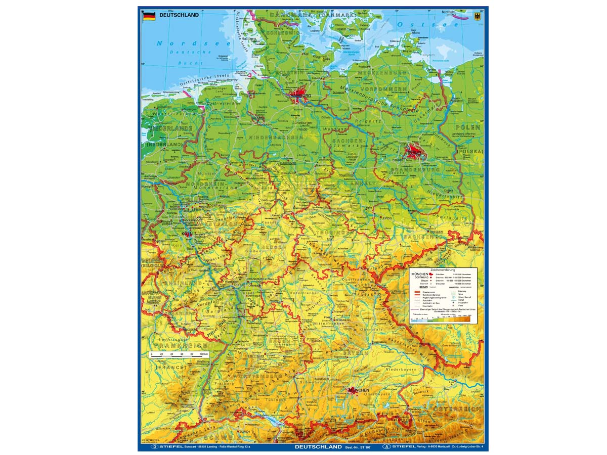Deutschland physisch EasyClip-Stoffkarte Deutschland physisch EasyClip-Stoffkarte