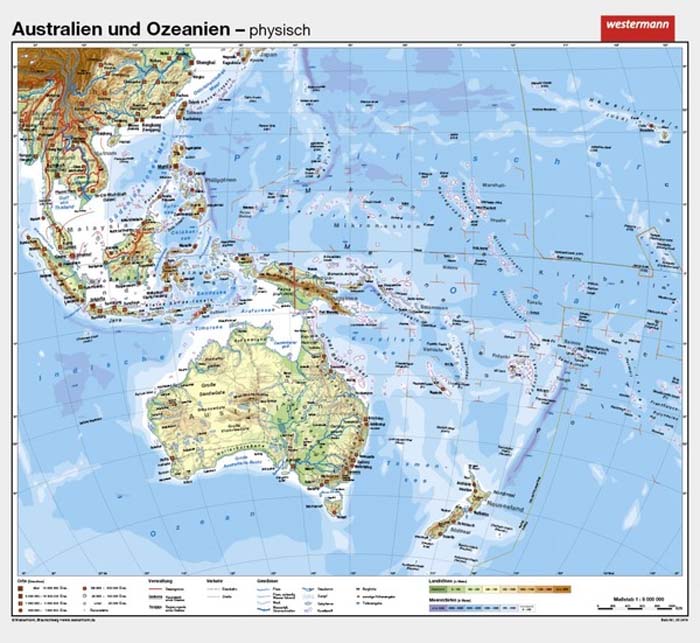 Australien und Ozeanien - physisch / politisch