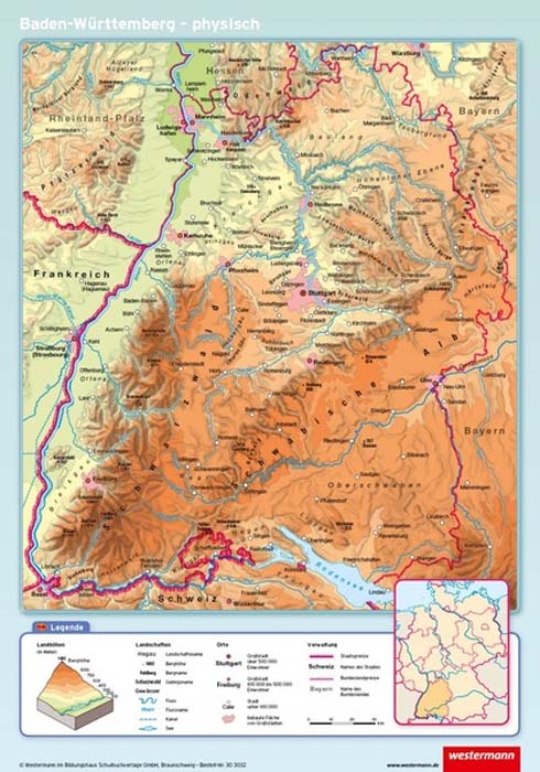 Baden-Württemberg, physisch/politisch Baden-Württemberg, physisch/politisch