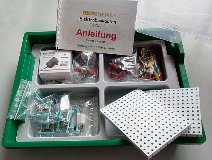 Elektrobaukasten Grundschaltung mit Netzteil Elektrobaukasten Grundschaltung mit Netzteil