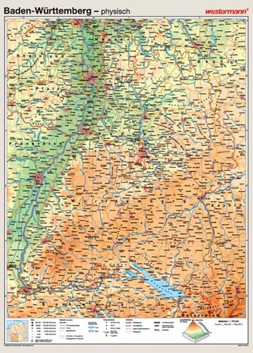 Baden-Württemberg - physisch / politisch