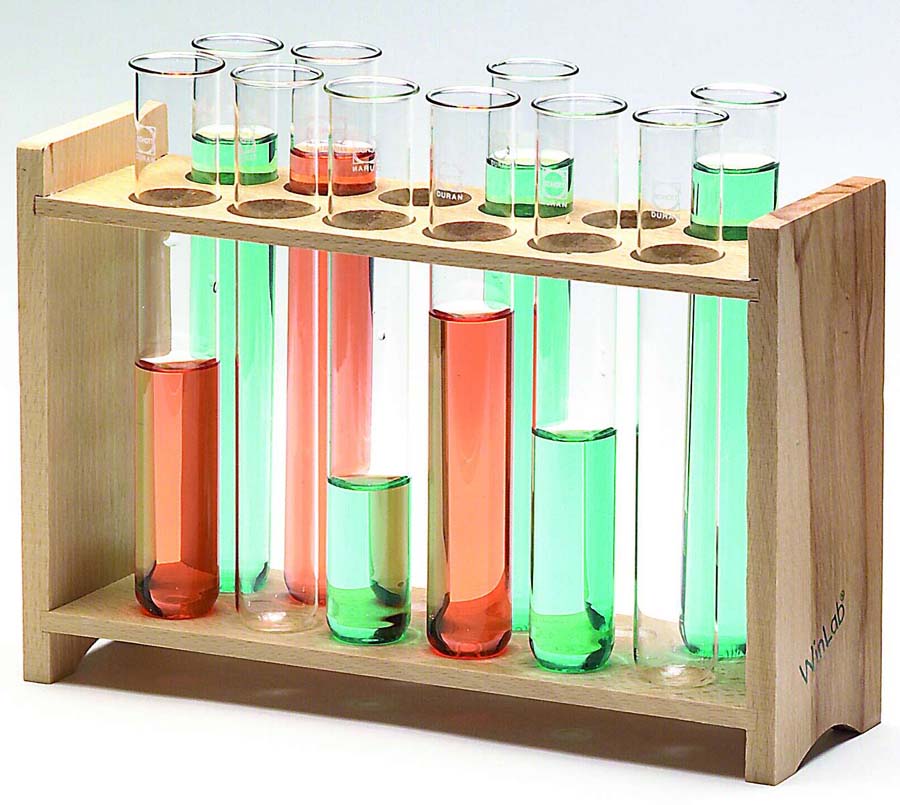 Reagenzglas-Gestell aus Holz Reagenzglas-Gestell aus Holz