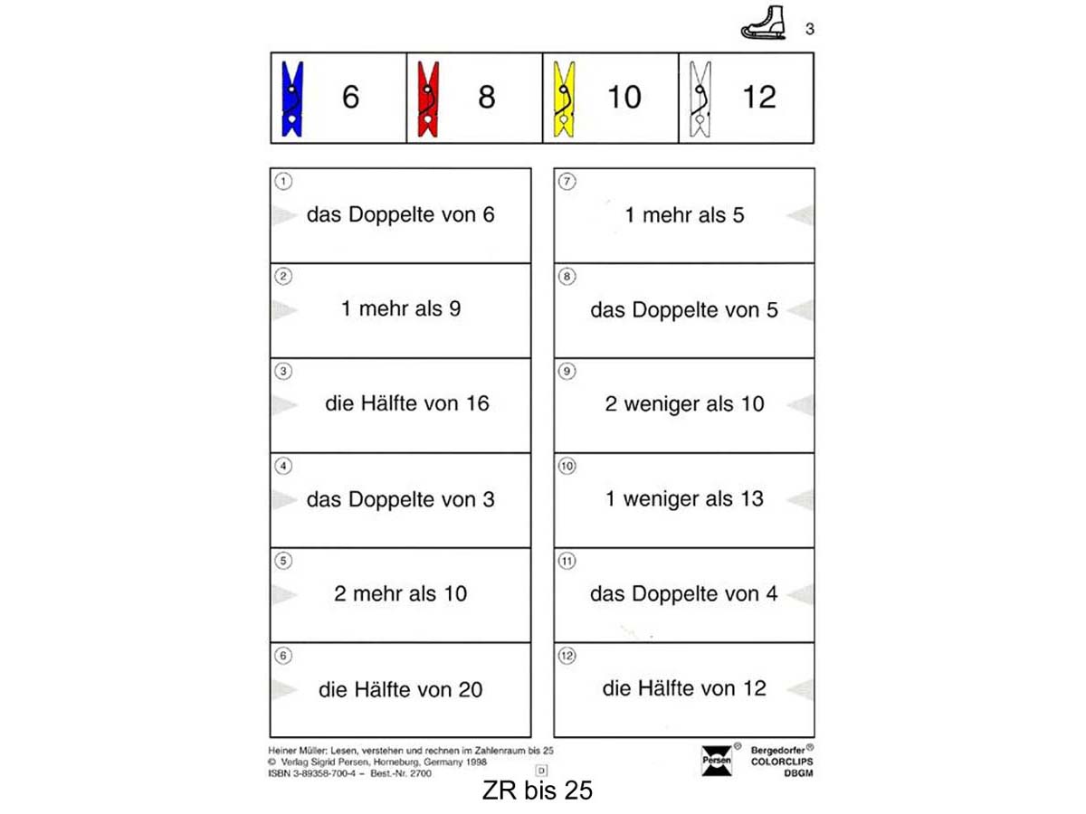 COLORCLIPS - Lesen, verstehen u. rechnen im Zahlenraum bis 25