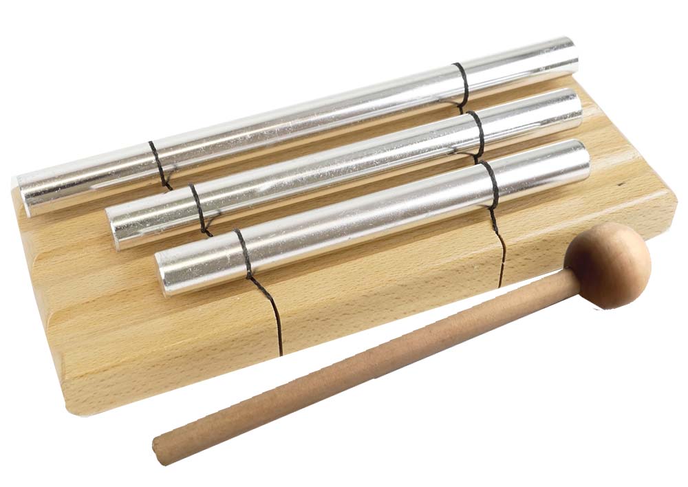 Klangstab auf Holzplatte - 3 Stäbe Klangstab auf Holzplatte - 3 Stäbe