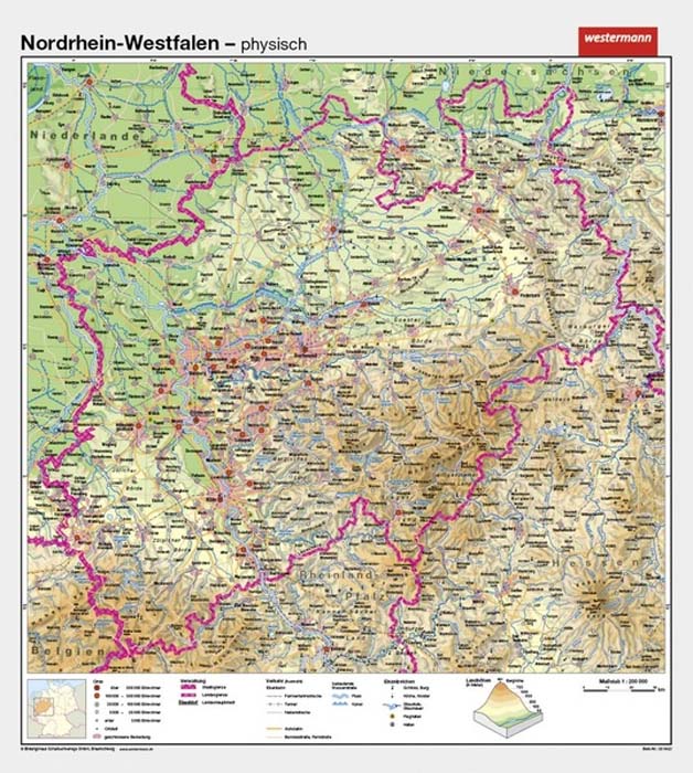 Nordrhein-Westfalen - physisch / politisch