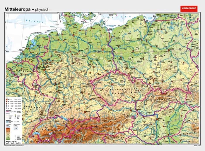 Mitteleuropa - physisch / politisch